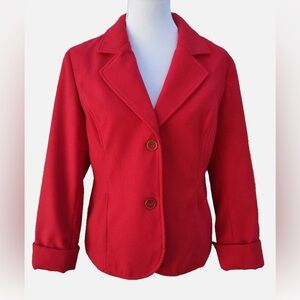 Chico's Women’s Vintage Red Two Button Front LS Cuffed Blazer Size 1.  S